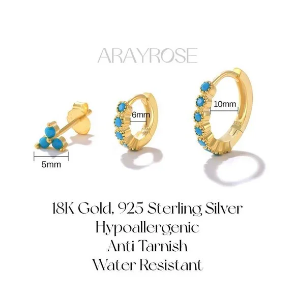 New Turquoise Earring Stack Gift Set, Stud Earrings, Huggie Hoops Christmas Gift
